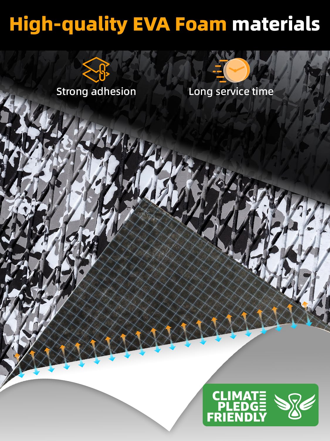 FOCEAN Boat Flooring EVA Foam Boat Decking Camo Self-Adhesive Marine Mats for Jon Boats,Bass Boat,RV,Kayak, 94.5''x 15.7'', Snow Camo