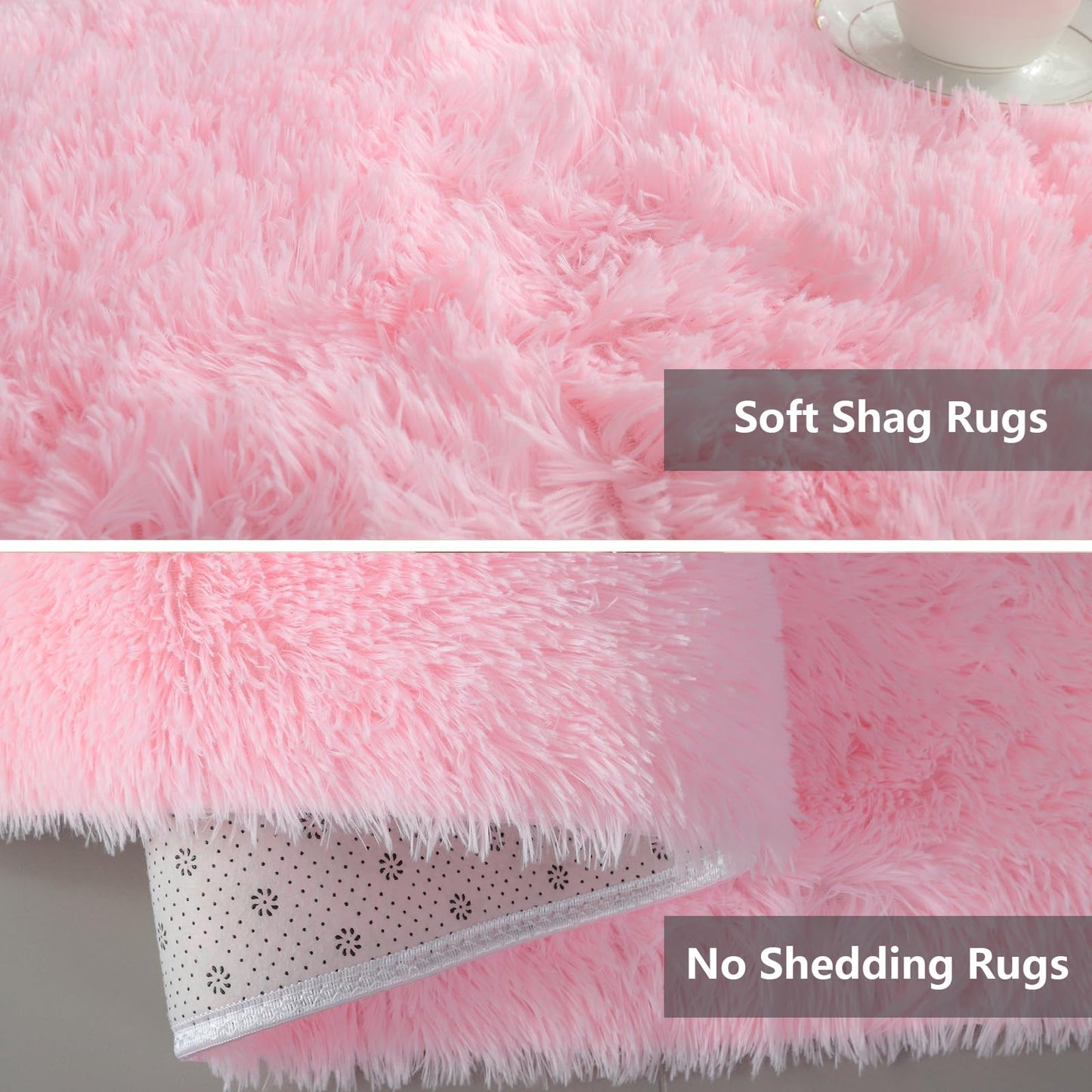 Shag Runner Rug for Bedroom Living Room 3x7 Upgrade Non-Slip Fluffy Soft Bedside Rugs,Pink Shaggy Carpet for Kids Girls Boys Dorm Nursery Home Decor Aesthetic