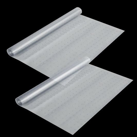Tinideya 2 Rolls 27 in x 6 ft x 0.017 in Clear Plastic Floor Protector PVC Runner with Grippers Non Slip Stain Resistant Floor Mat Ribbed Covering for Carpet Rug High Traffic Hallway Entrance