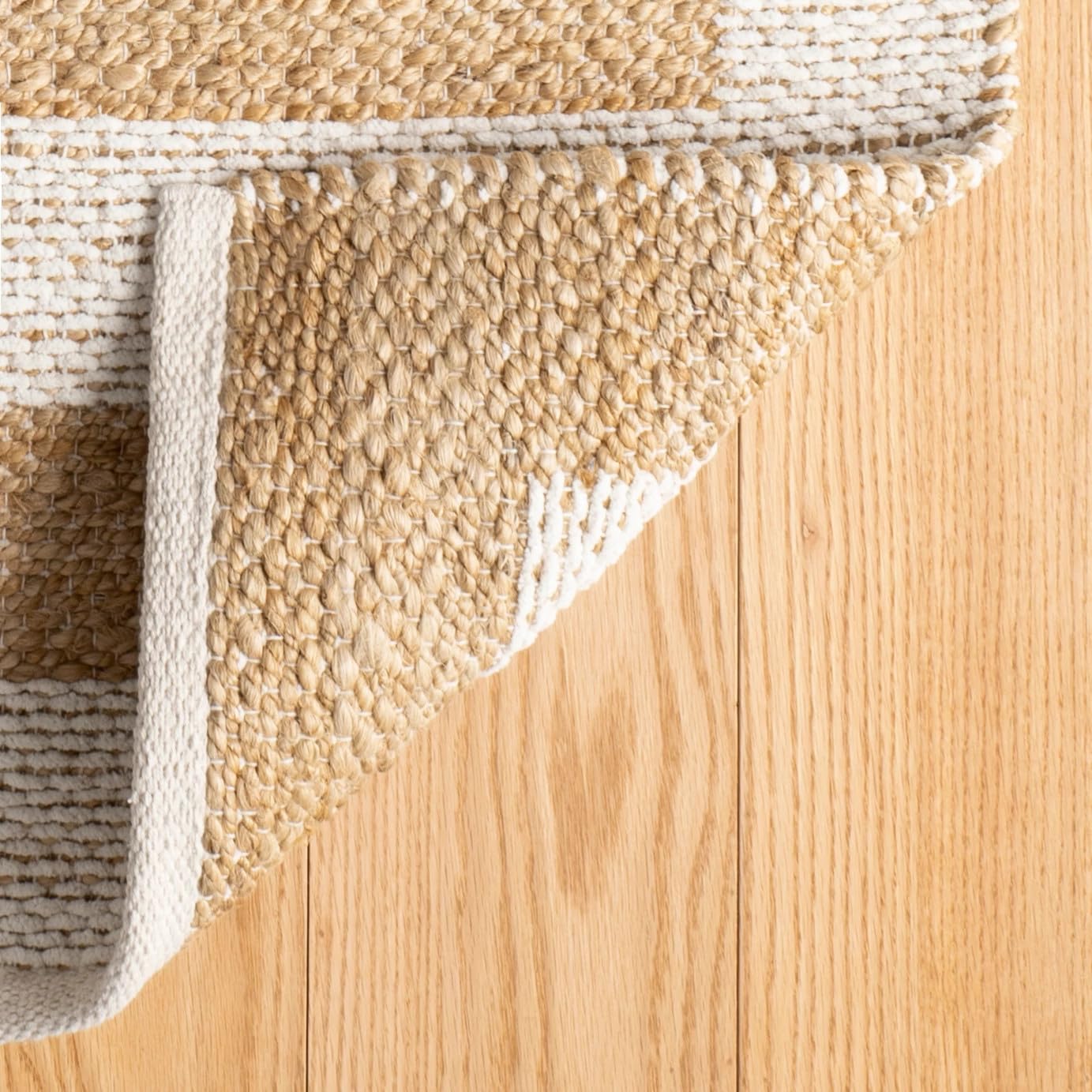 Dash & Albert Milo Ivory Handwoven Jute/Cotton Rug, 2 X 3 Feet, Tan Stripe Pattern
