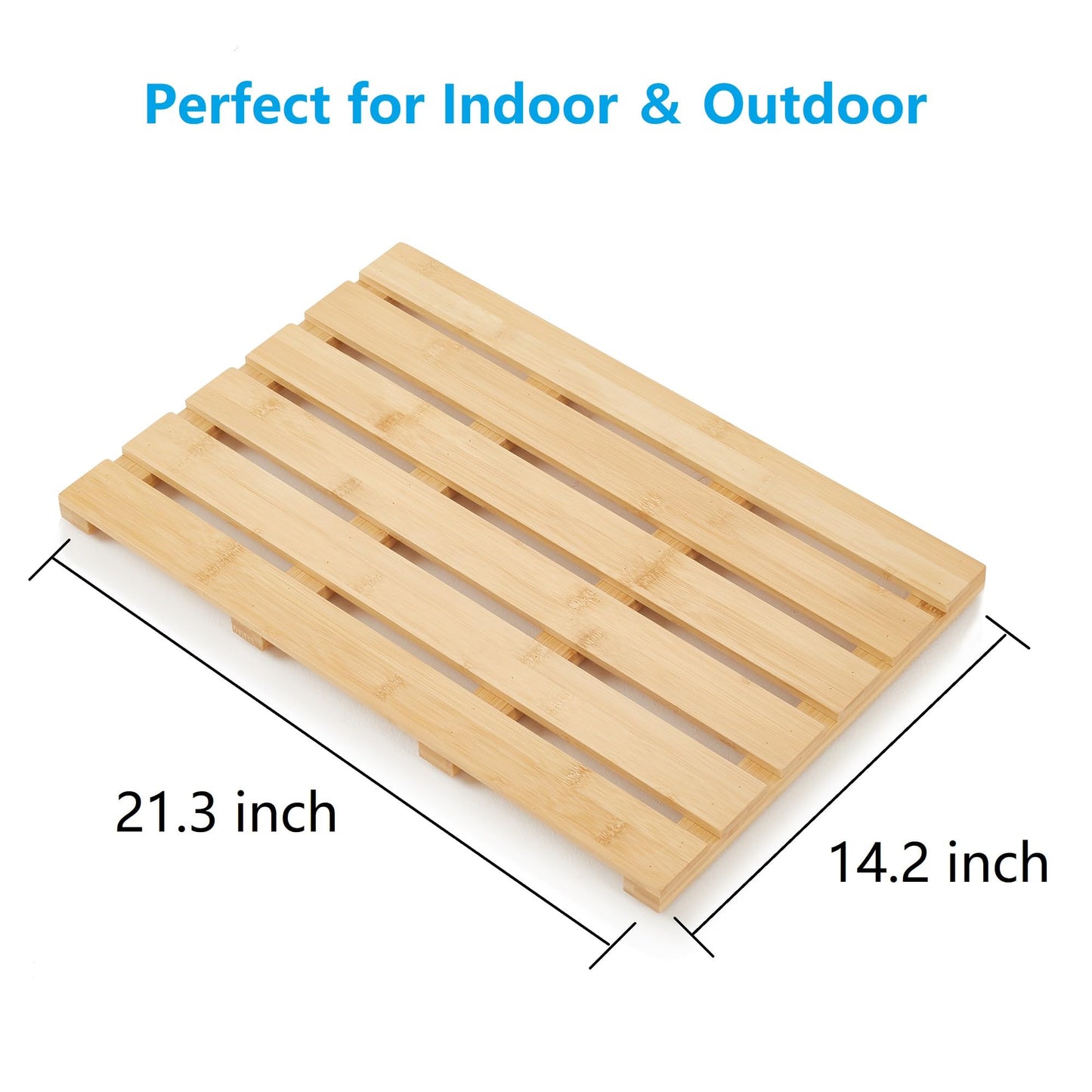 Bamboo Bath Mat for Tub, Non Slip Bath Mat for Shower, Waterproof Wood Bath Mat for Tub, Shower, Swimming Pool, Indoor ＆ Outdoor (21.3"*14.2")