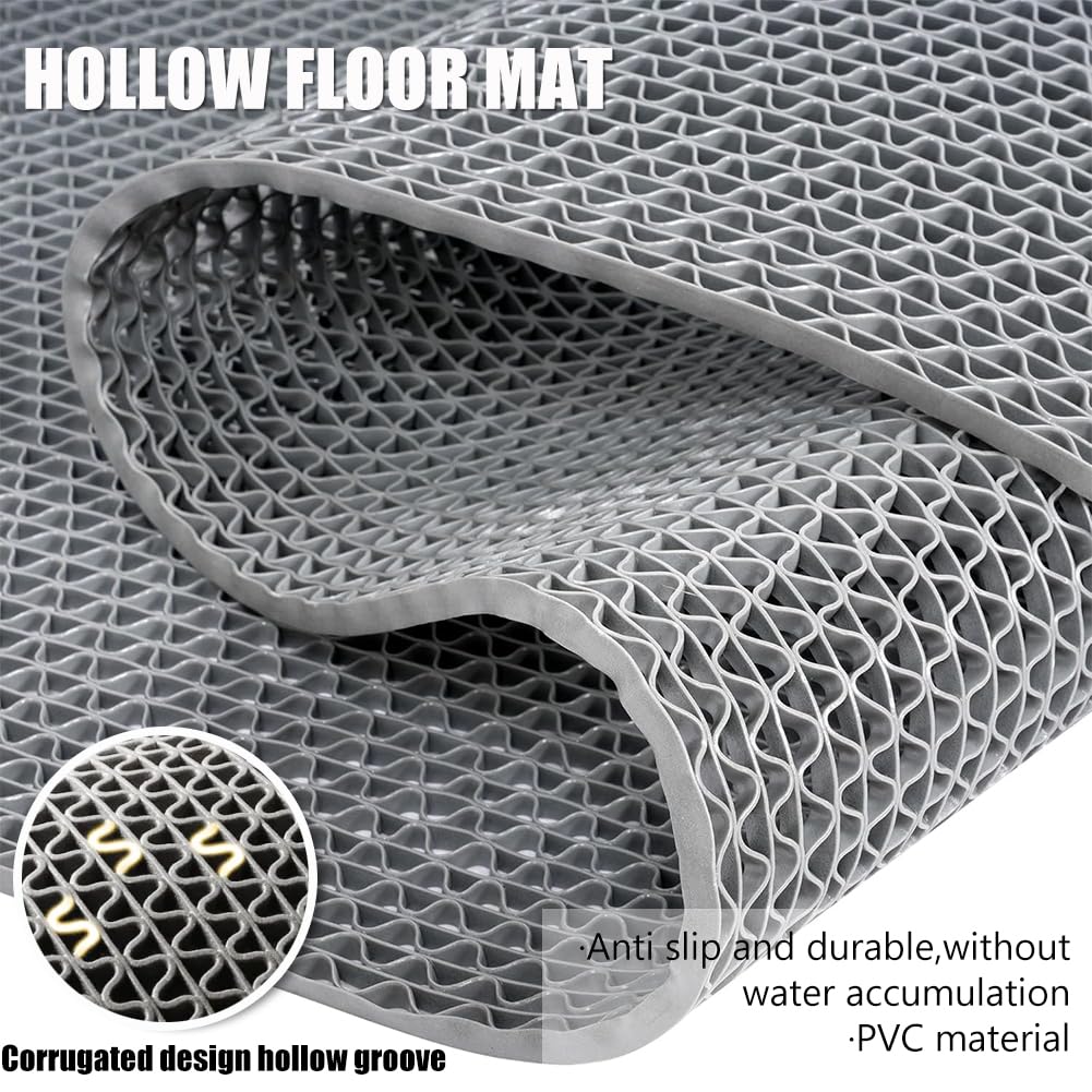LITA Drainage Non Slip Flooring Mats Swimming Pool Bathroom Mat Anti-Fatigue PVC Mat Heavy Duty Commercial Anti Slip Floor Mats for Outdoor Balcony Garage Restaurant Sauna SPA (Gray, 3FTX8FT)