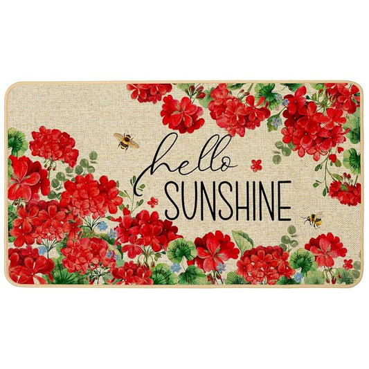 Baccessor Spring Summer Doormat 17x29 inch, Geranium Welcome Door Mat Rug for Floor Non Slip Rubber Backing Holiday Decor for Indoor Outdoor