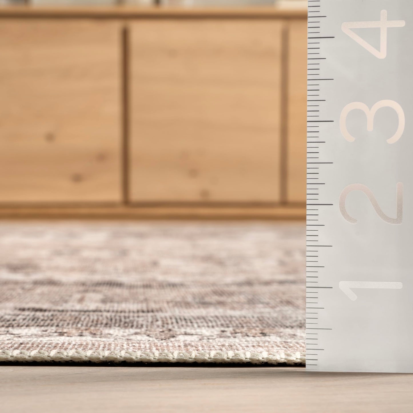 nuLOOM 4' x 6' Machine Washable Area Rug with Waterproof Spill Proof Surface, Non Slip Backing and Stain Resistant for Living Room, Bedroom, Kitchen, Dining Room, Davi Taupe