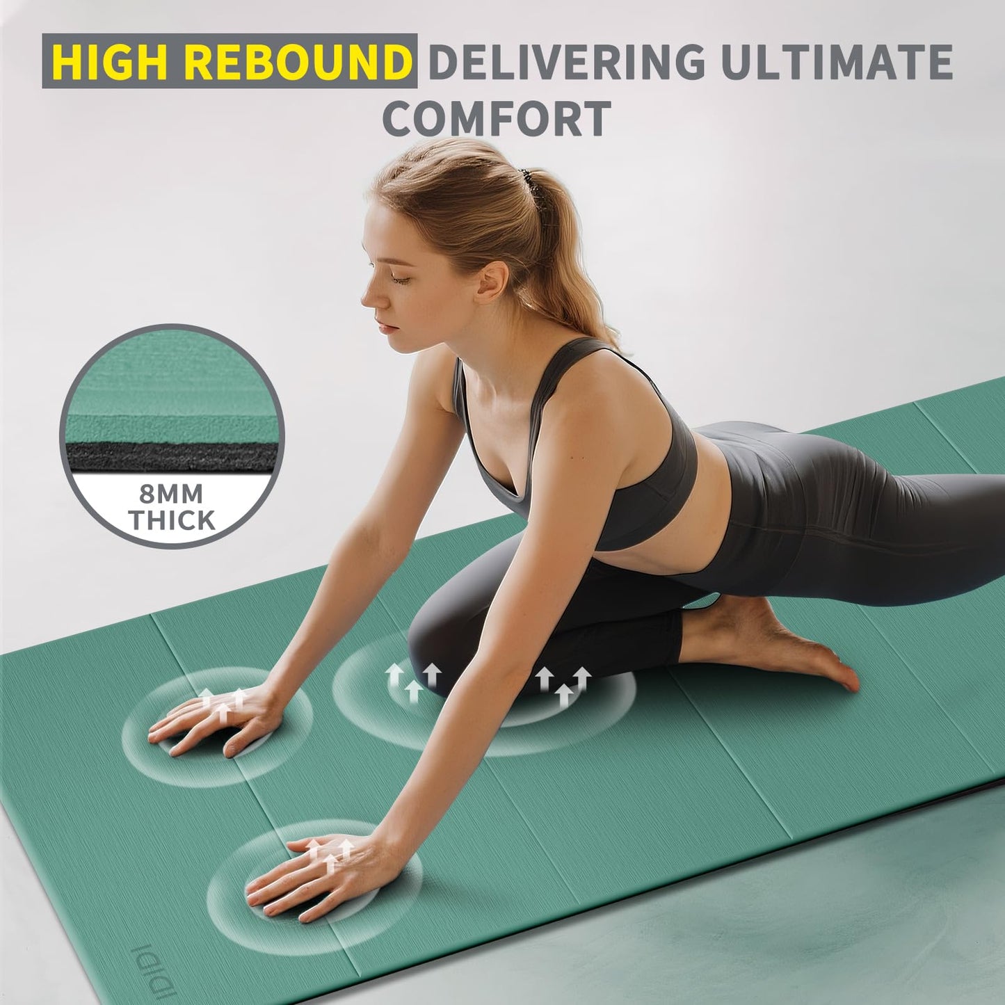 Foldable Yoga Mat Extra Large Wide 74"×31.5"