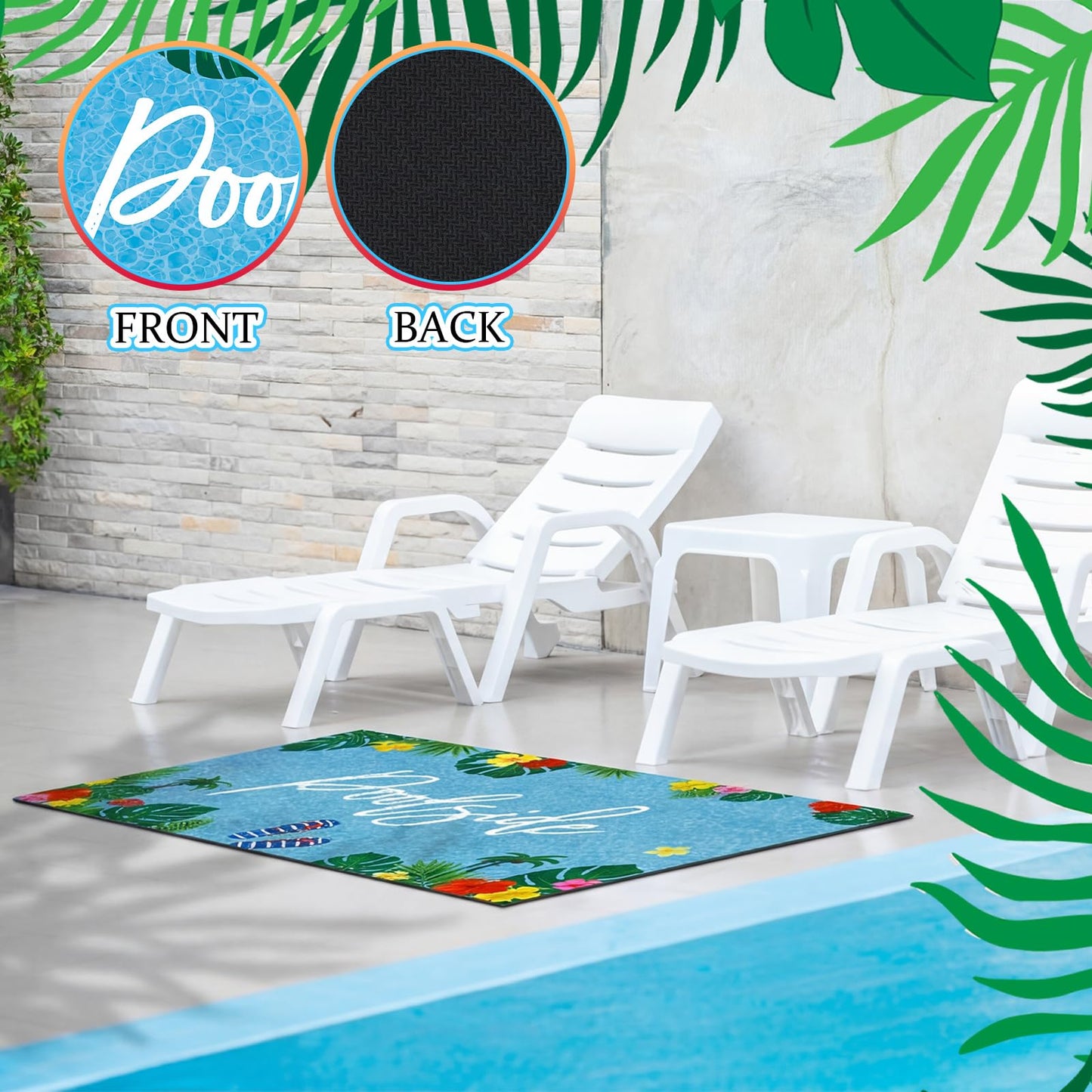 Tinideya Poolside Non Slip Mat Walk Pool Mats for Floor Seating Mats for Edge of Pool Rubber Waterproof Deck Rug with Drainage for Floor Outside Summer Beach Swimming Decorative, 48 x 24 inch