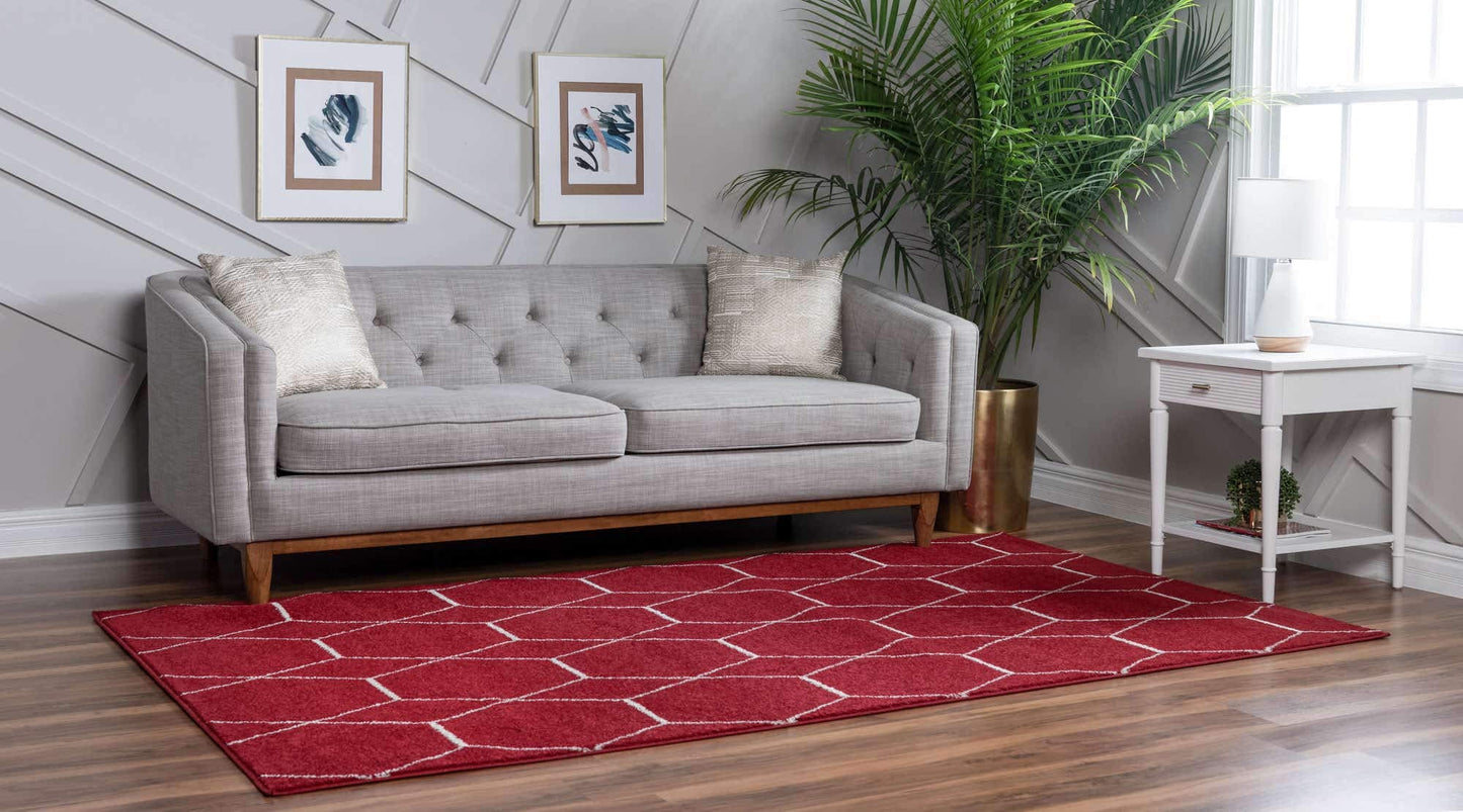 Unique Loom Trellis Frieze Collection Area Rug - Geometric (5' 1" x 8', Red/ Ivory)
