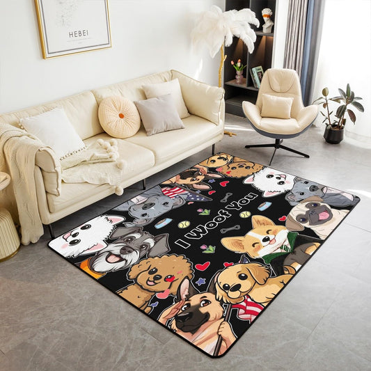 Puppy Dog Area Rug 5x6'6''x0.39''with Non Slip Rugs,Watercolor Puppy Home Decor Office Area Rug,Kawaii French Bulldog Quilt for Teens Girls Boys Indoor Floor Mat for Playroom Bedside Office