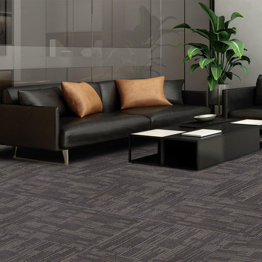 Petgrow Commercial Carpet Tiles, 24" x 24" Squares, 18 Tiles, 72 sq ft, Non-Slip Soft Floor Carpet for Office, Bedroom, Living Room,Easy DIY Installation with Flexlok Tabs (1 Box Sample,Brown)