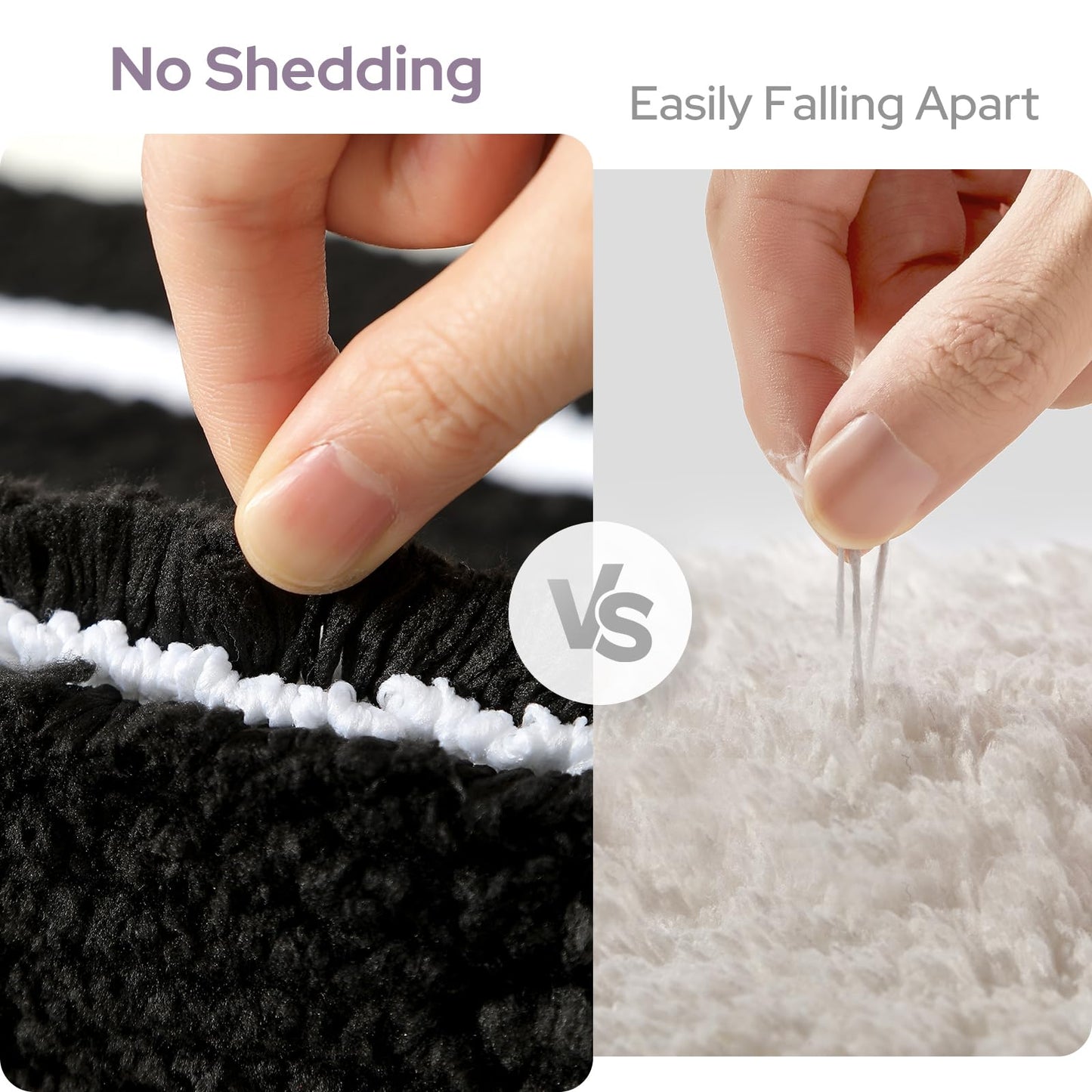 HOMEIDEAS Bathroom Rugs Sets 2 Piece, Super Soft and Absorbent Microfiber Tufted Bath Mats, Non-Slip and Machine Washable Bath Rugs(Black and White)