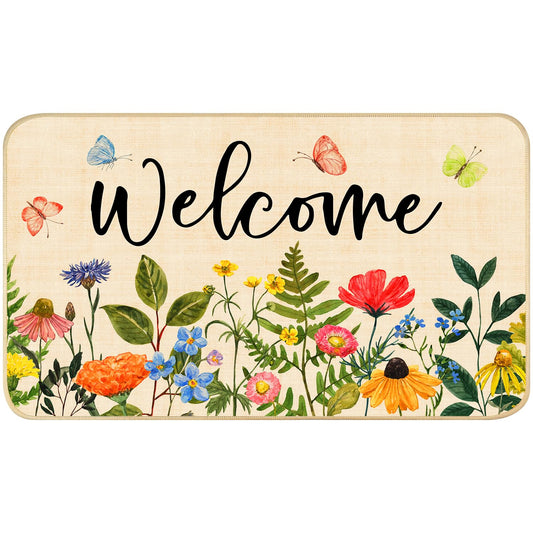 Nialnant Door Mat Outside Entrance, Floral Outdoor Mats for Front Door