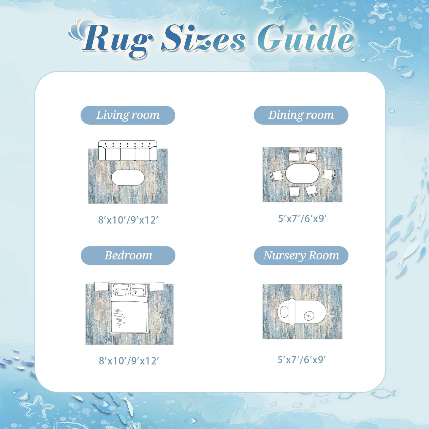5x7 Area Rugs for Living Room: Washable Modern Abstract Rug Neutral Non-Slip Soft Low-Pile Indoor Carpet for Bedroom Nursery Dining Room Home Office (Blue Grey, 5'x7')