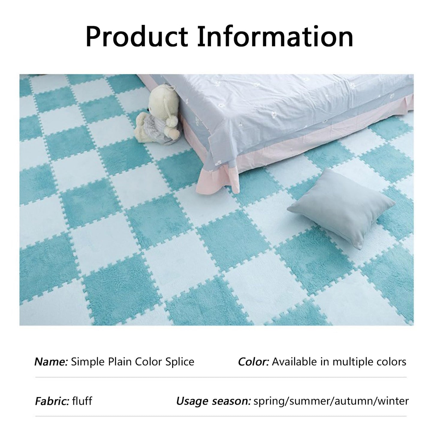 10pcs Plush Puzzle Foam Floor Mat,Soft Fluffy Interlocking Square Foam Tiles Area Rugs Carpet for Parlor Bedroom Decor