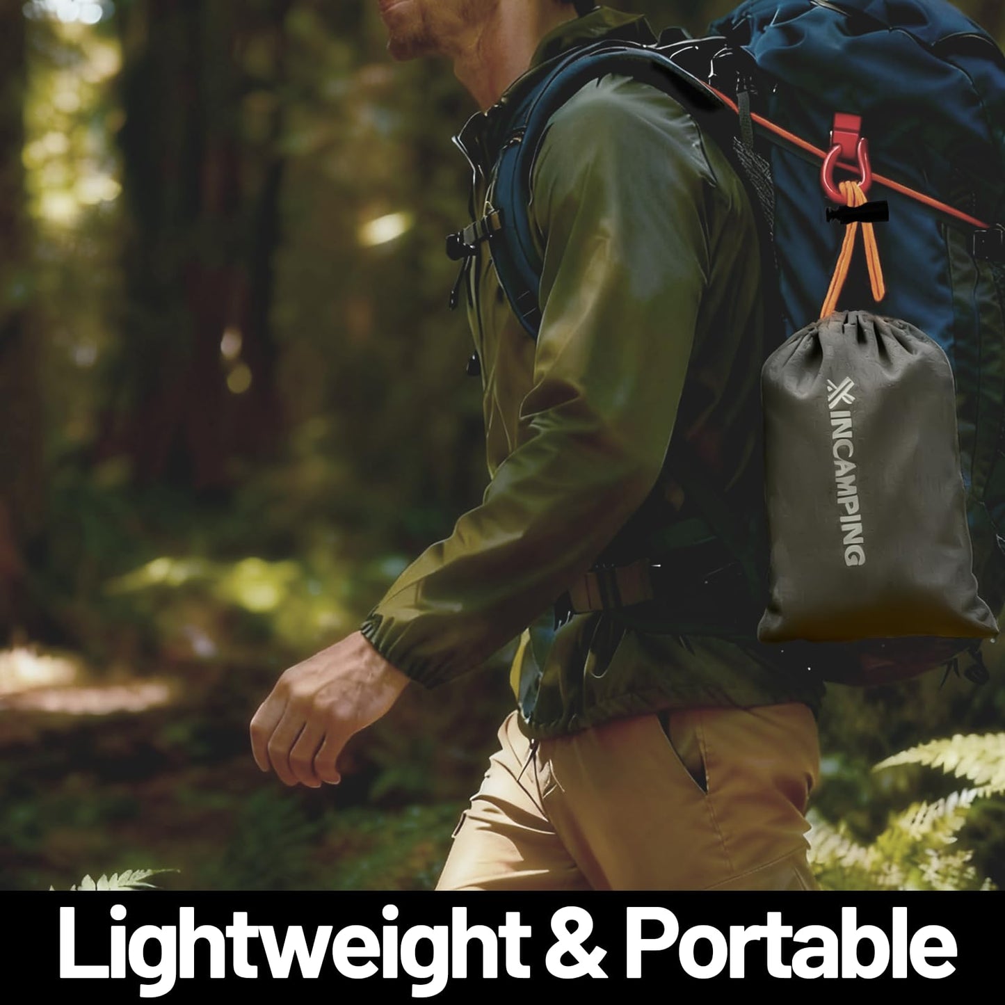 Tent Footprint - 57" X 82.6" Heavy Duty Camping Tarp with 8 Anchor Straps - Waterproof Tent Floor Mat,Ultralight Backpacking Tarp for Camping,Hiking,Beach,Picnic - Storage Bag Included
