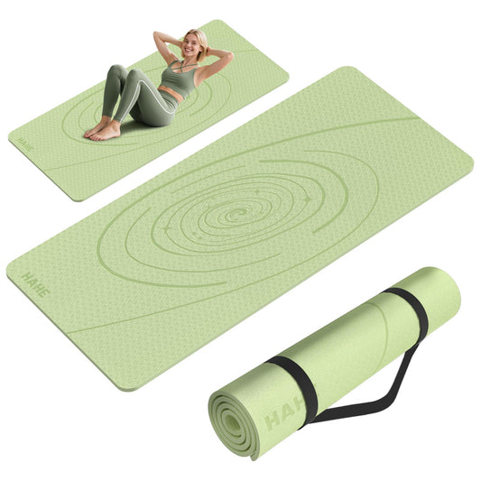 Large Yoga Mat Thick, 76"x32"x0.31"Wide POE Exercise Mat with Non-Slip Surface & Carry Strap, Anti-Tear Workout Mat for Yoga, Pilates, Fitness (Light Green)