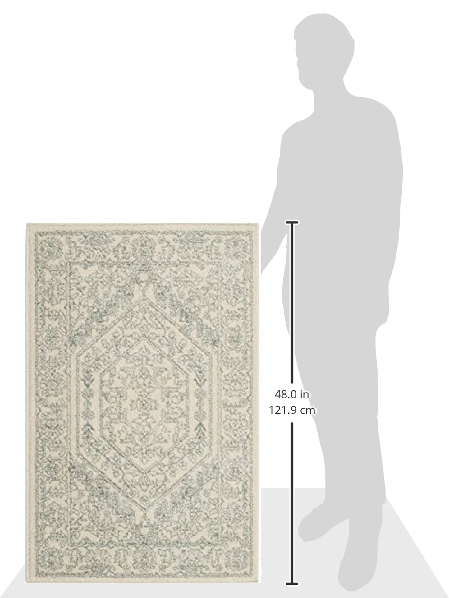 SAFAVIEH Adirondack Collection Area Rug - 2'6" x 4', Ivory & Slate, Oriental Medallion Design, Non-Shedding & Easy to Clean, Ideal for Front Door, Kitchen, Entryway, Accent Space (ADR108S)