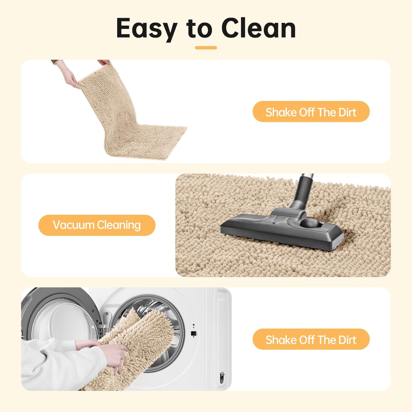 HOMEK Absorbent Dog Door Mat for Muddy Paws, 60" x 36" Chenille Indoor Mats for Entryway, Trap Dirt Front Door Mat Indoor Entrance Washable Non Slip Soft Beige