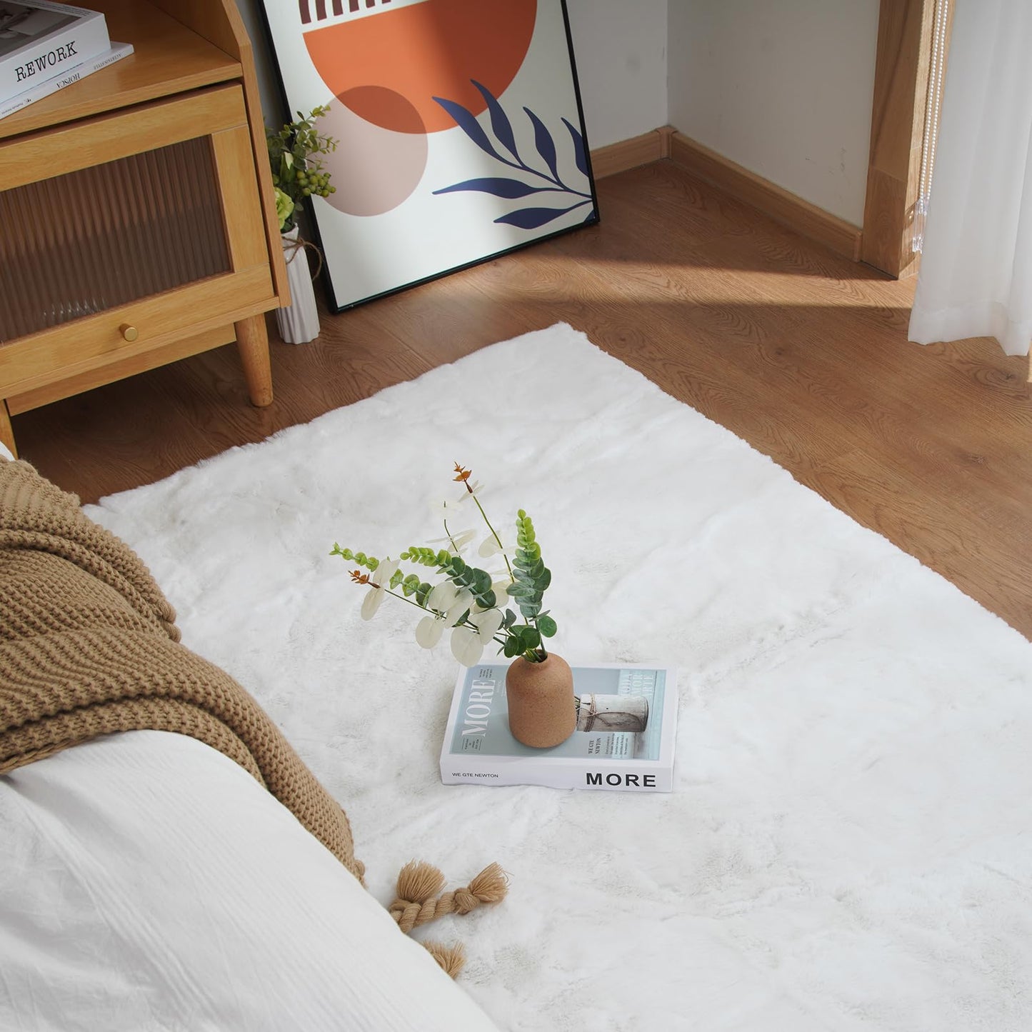 Latepis Area 4x6 Rug Fluffy White Washable Faux Rabbit Fur Rug Fuzzy Shag Rugs for Living Room Shaggy Throw Nursery Rugs Carpets for Bedroom