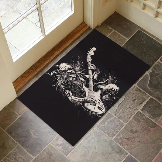 VANZEV Rockstar Skeleton Indoor Door Mat for Entryway, 17x29.5 Inch, Skull Floor Doormat for Home Decor, Non-Slip Rug Mat for Living Room, Kitchen, Bedroom, Gifts for Lover