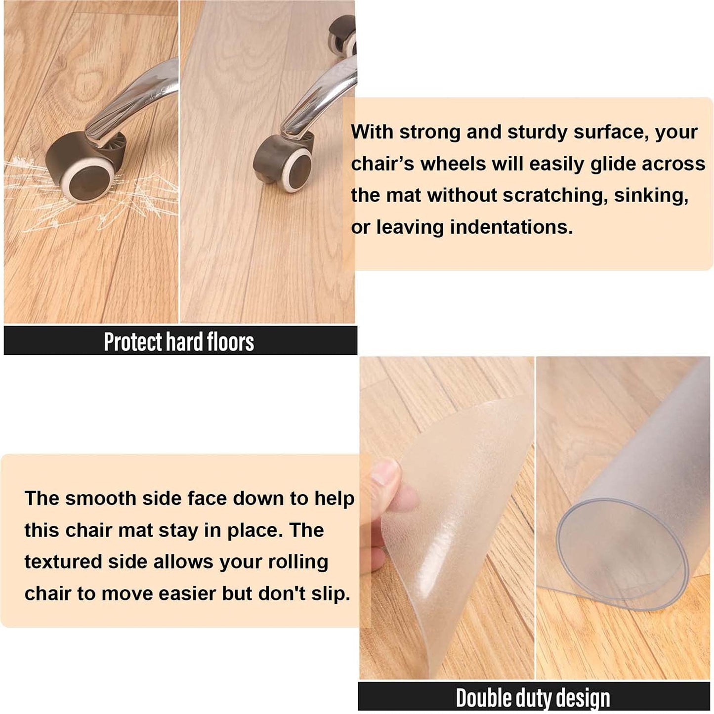 AiBOB Chair Mat for Hardwood Floor, 36 X 48 inches Desk Chair Mat for Wood and Tile Floors, Protection Mats for Office and Home, Easy Glide for Chairs