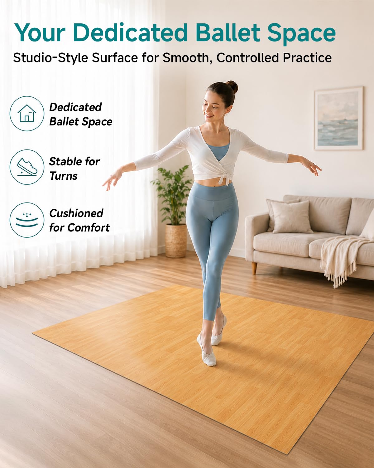 Rocalt Marley Dance Floor 6 ft x 4 ft, Portable PVC Dance Mat