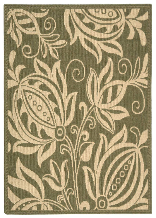 SAFAVIEH Washable Rug Outdoor Courtyard Collection - 2'7" x 5', Olive & Natural, Non-Shedding & Easy Cleaning, Ideal for Patio, Backyard, Mudroom (CY2961-1E06)