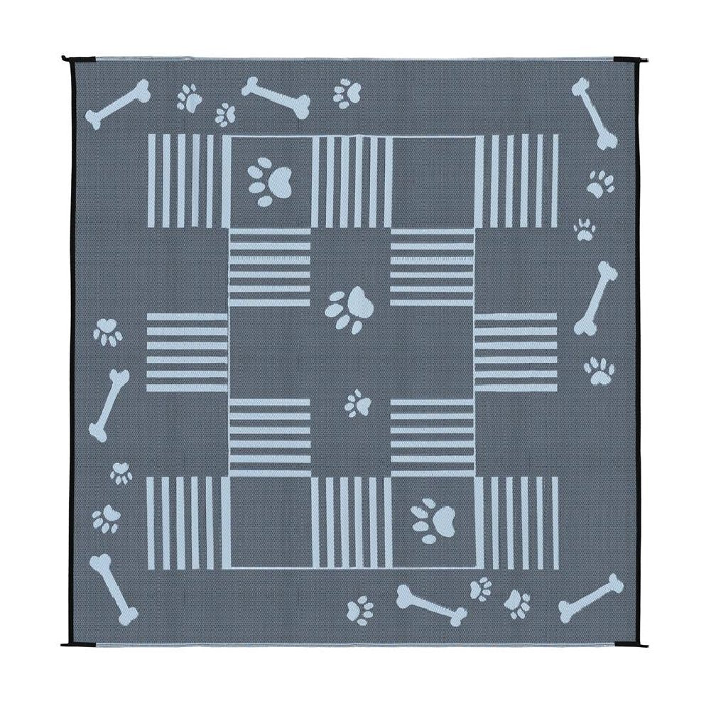 Stylish Camping DA1 Black/White 9' x 9' Dog Paw Bone Mat