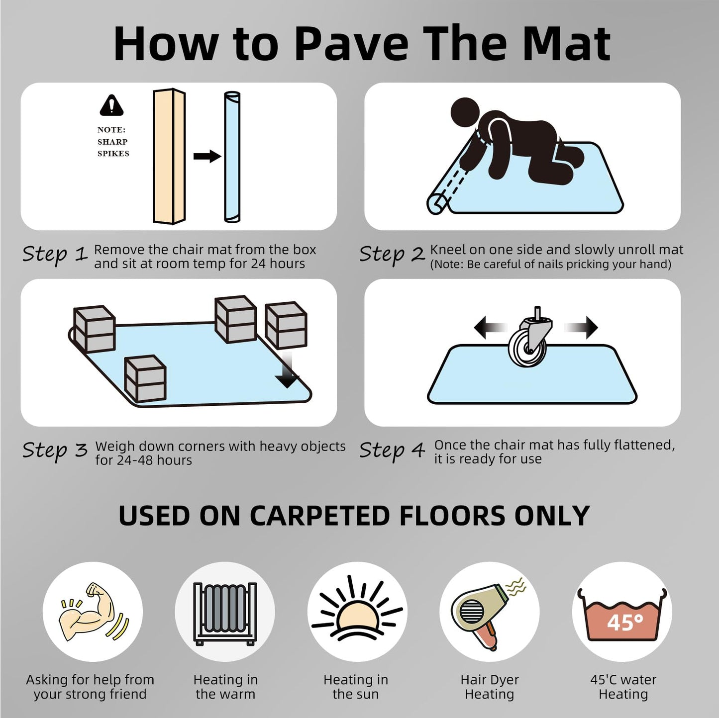Chair Mat for Carpet Floors: 48" x 60" Computer Desk Floor Mat - PVC Plastic Rug Carpet Protector Mats for Gaming Chair Under Desk Pad for Rolling Chair