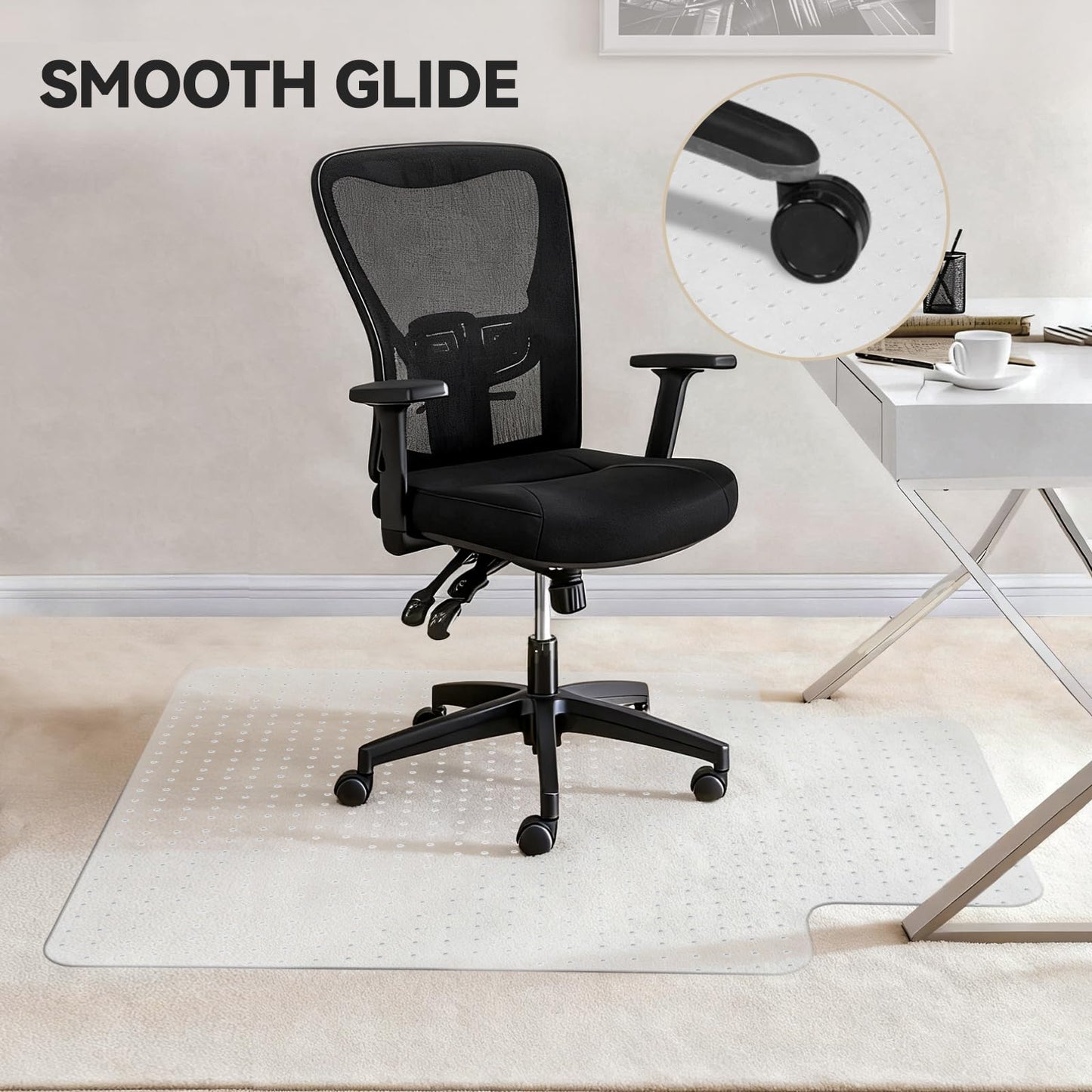 IMEASON Office Chair Mat for Carpet with Lip, Flat Shipping Heavy Duty Hard Clear Chair Mats, Under Desk Protector Floor Mat, Smooth Glide Plastic Rolling Computer ChairMat (32x48 Inch)