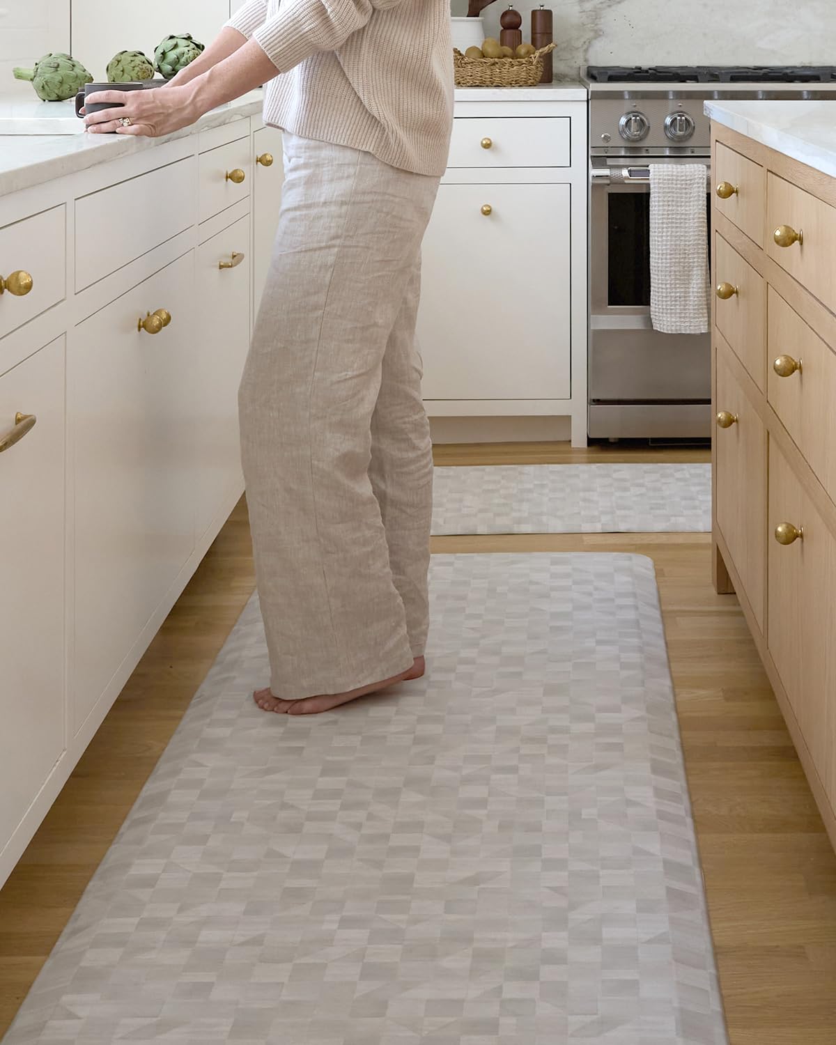 House of Noa Nama Standing Mat – Anti-Fatigue Kitchen Mats for Floor, Cushioned & Non-Slip Comfort Mat for Standing, Thick Foam Anti-Fatigue Mat for Kitchen & Workspaces, Georgia Clay 22" x 36"