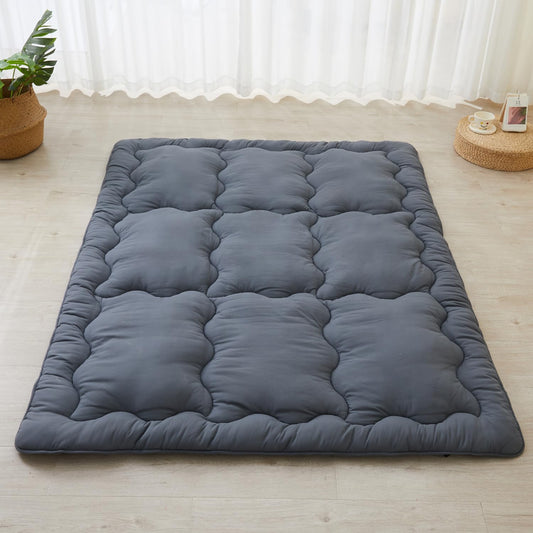 SAPHREAS Japanese Futon Mattress Floor Mattress Full, Foldable Roll Up Bed Mattress Topper with Elastic Straps, Tatami Mat Sleeping Pad for Camping, Grey