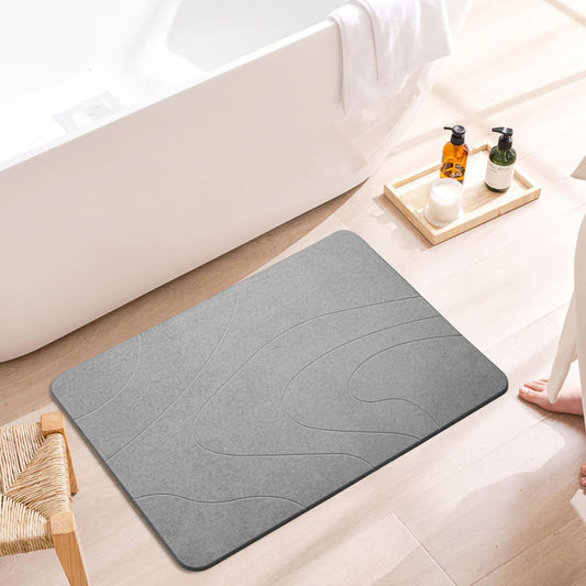 MORANDI Diatomaceous Earth Shower Mat - Super Absorbent, Quick Drying, Non-Slip Natural Hard Stone Bath Mat for Bathroom, Easy to Clean (Light Gray)