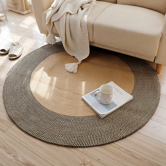 Poowe Hand Woven Round Area Rugs Living Room Bedroom Study Computer Chair Cushion Base Mat Round Carpet Lifts Basket Swivel Chair Pad Coffee Table Rug(3.3' Round)