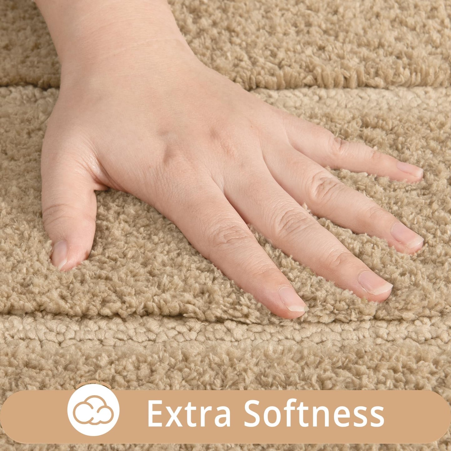 HOMORE Bathroom Runner Rug 24x60 Inch Beige Long Bathroom Runners Rugs, Soft and Absorbent Microfiber Non Slip Washable Bath Rug, Plush Bath Rugs Mat for Shower Floor