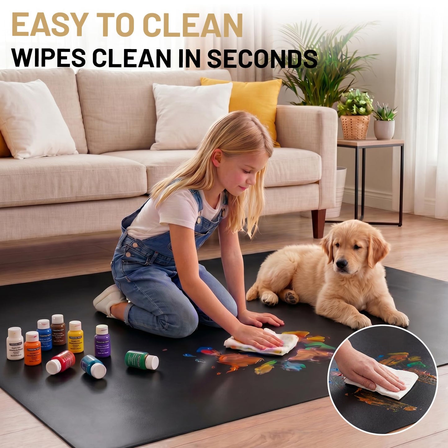 Black Office Chair Mat for Hardwood Floors 36" x 48", Heavy Duty Floor Protector for Rolling Desk Chairs, Durable Plastic Chair Mat for Home Office, Gaming Room, Tile, Laminate & Vinyl Flooring