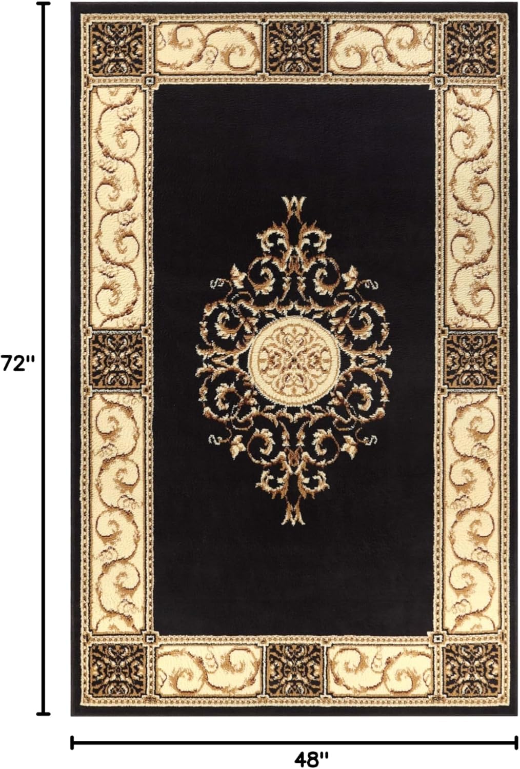 Superior Indoor Area Rug, Floral Medallion Design, 4'x6', Coffee