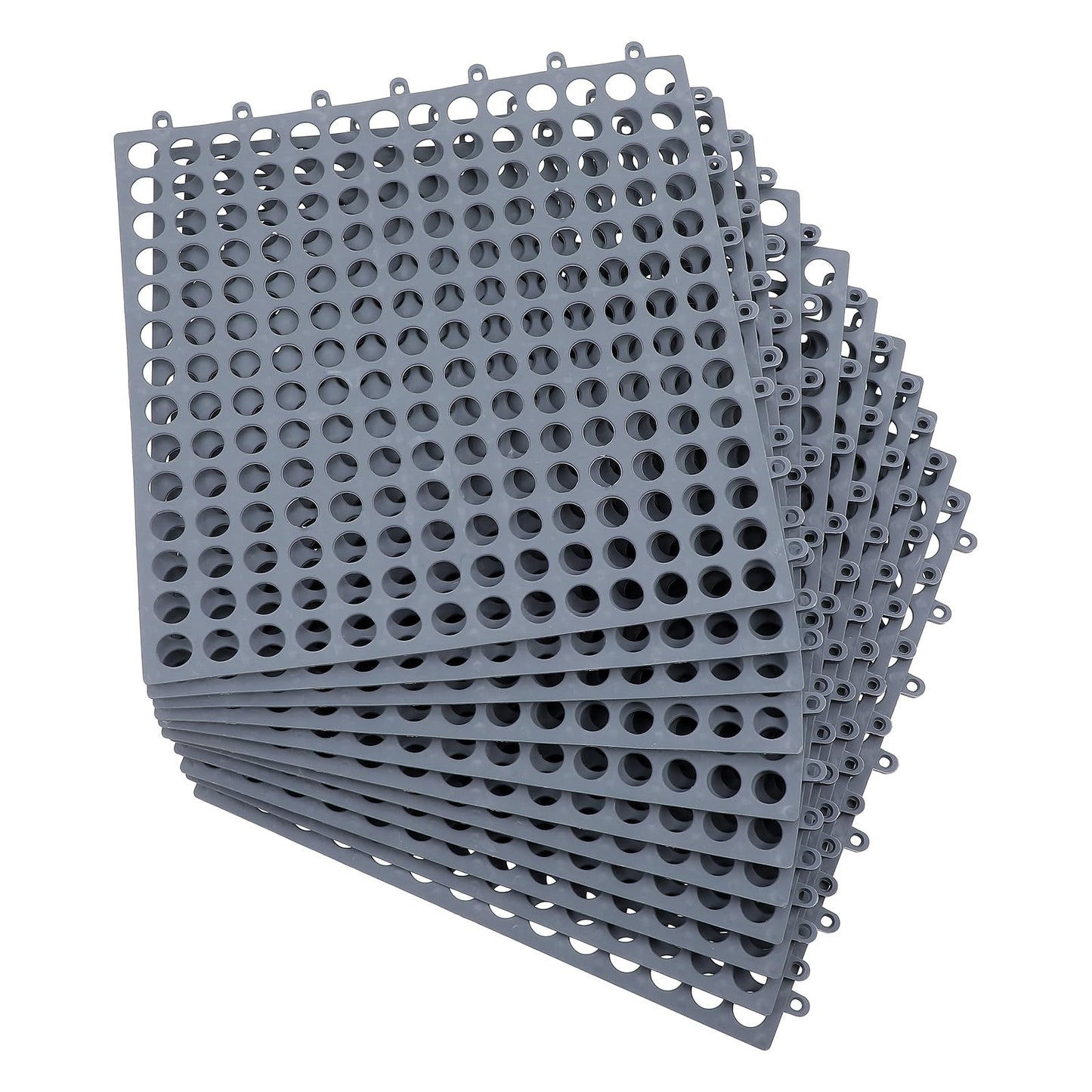 Afcabakila 12 Pack Modular Interlocking Cushion, Rubber Floor Tiles with Drain Holes Non-Slip Splicing Drainage Mats for Deck, Pool, Outdoor Shower, Patio, Balcony, Indoor Bathroom, Kitchen, Yard