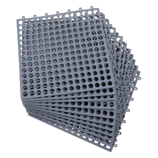 Afcabakila 12 Pack Modular Interlocking Cushion, Rubber Floor Tiles with Drain Holes Non-Slip Splicing Drainage Mats for Deck, Pool, Outdoor Shower, Patio, Balcony, Indoor Bathroom, Kitchen, Yard