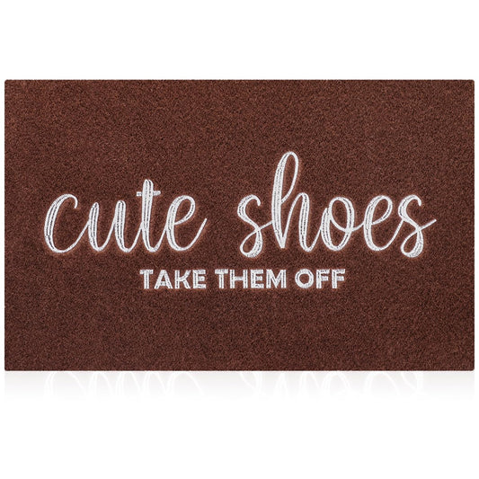 Front Door Mat Welcome Indoor Outdoor Entryway Mats for Shoe Scraper Cute Shoes Take Them Off Mats for Outside Home High Traffic Area Traffic Area Coffee