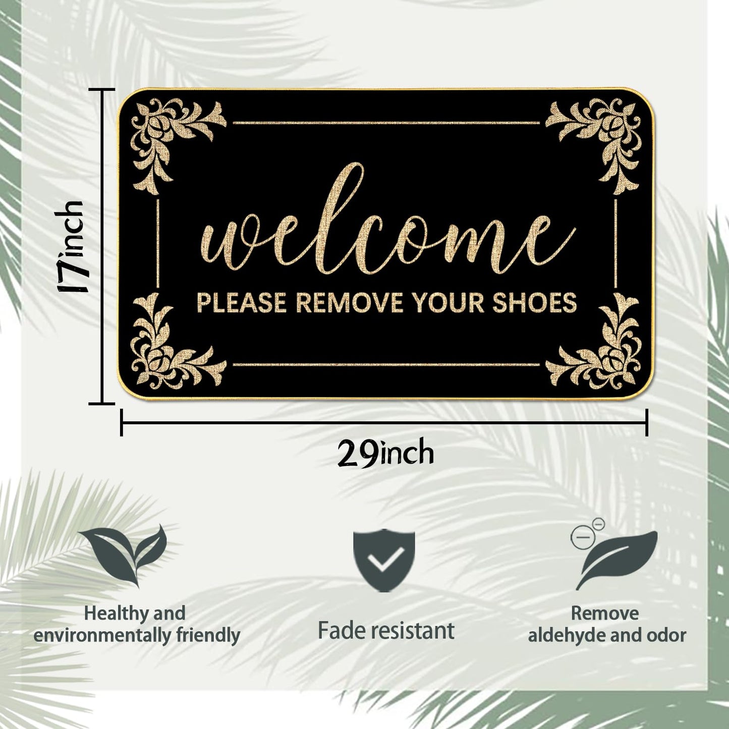 SUZEJHE Funny Welcome Mats Please Remove Your Shoes Doormats Rubber Non Slip Backing Cute Door Mat for Outdoor Indoor Uses Home Décor Housewarming Gift 17 x 29 Inch