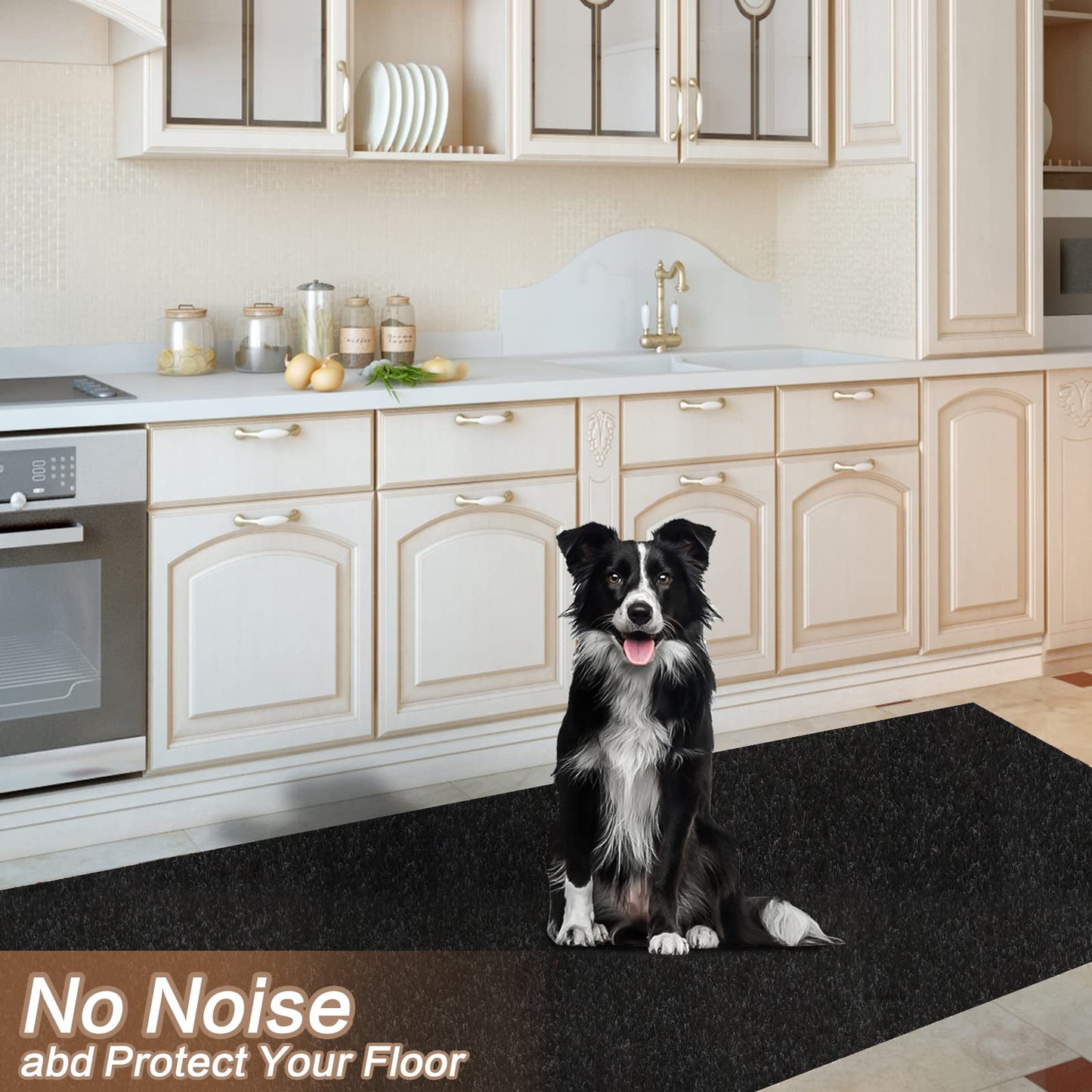 2' x 6' Runner Rugs with Rubber Backing, Indoor Outdoor Utility Carpet Runner Rugs, Black, Can Be Used as Aisle for The RV and Boat, Laundry Room and Balcony