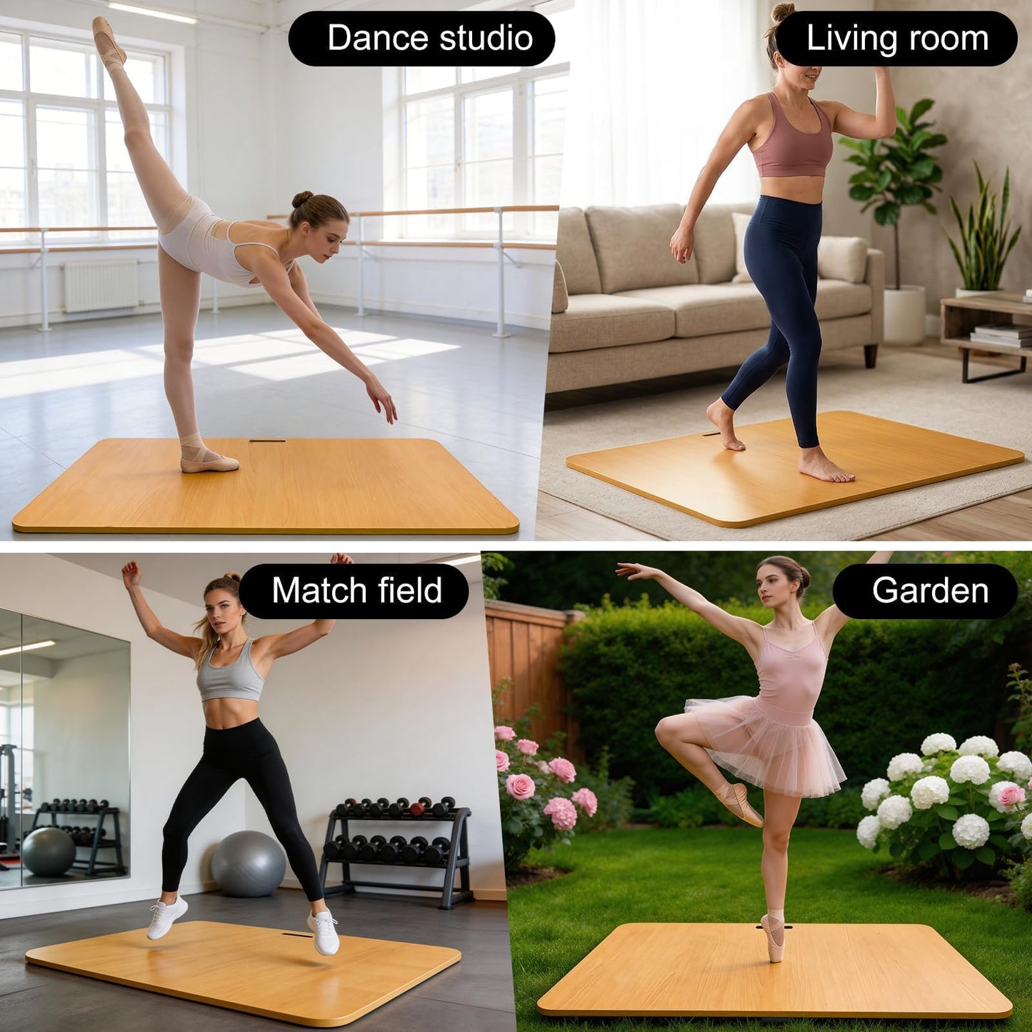 Portable Tap Dance Floor, 47" x 27" Tap Board for Tap Dancing, 0.5" Thick Cushioned Base Tap Dance Floor Mat with Non-Slip EVA Foam Backing, for Jazz, Pop, and Lyrical Ballet Practice, Home & Studio