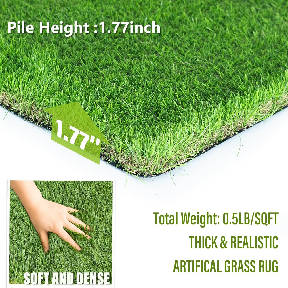 LITA Thick Artificial Grass Turf 4x10FT, 1.77 Inch Realistic Fake Grass Rug with Drainage, Customizable with Extra Large Size, Perfect for Indoor and Outdoor Use, Synthetic Grass Mat for Dogs