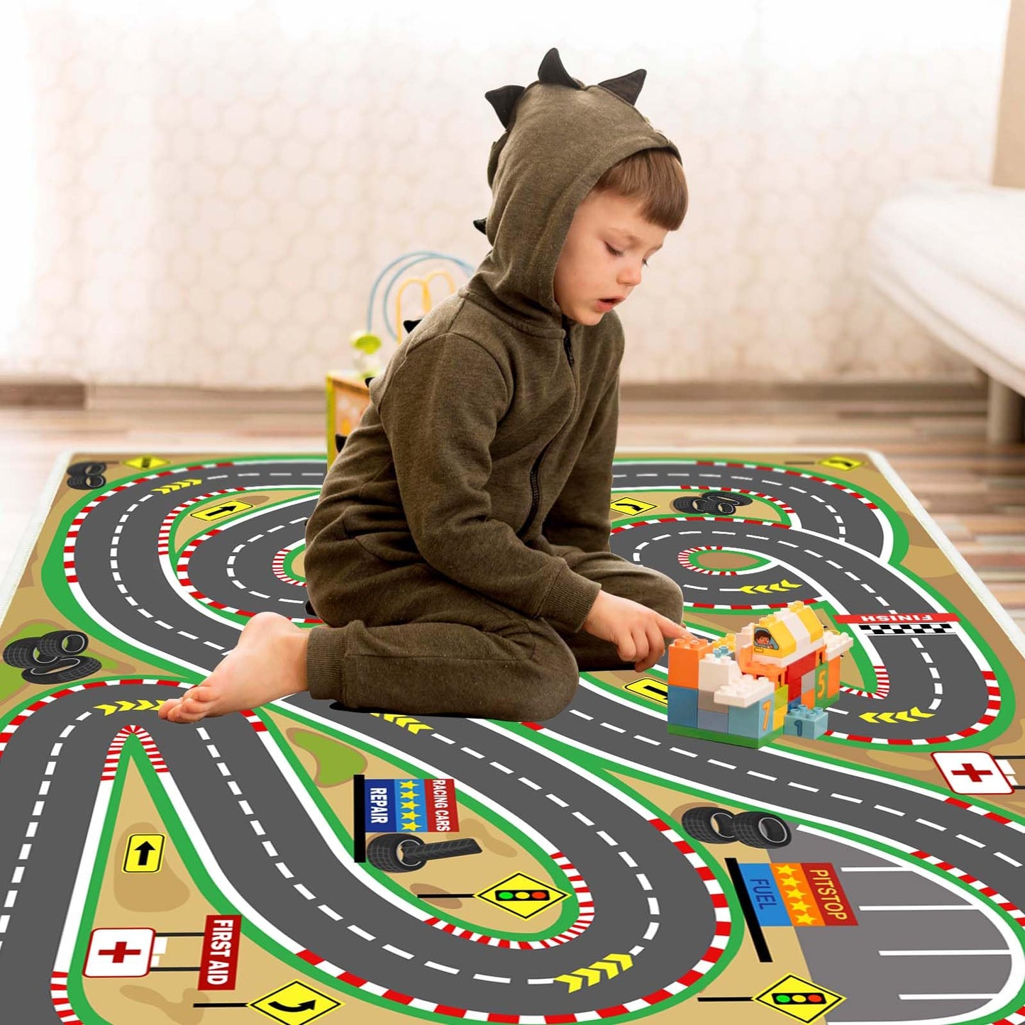 Lukhevev 31"x47" Kids Rug Play Mat Soft & Non-Slip Car Rugs City Map Play MatCar Rugs for Kids Toy Cars Race Track for Classroom Rug，Play Learn and Have Fun Safely