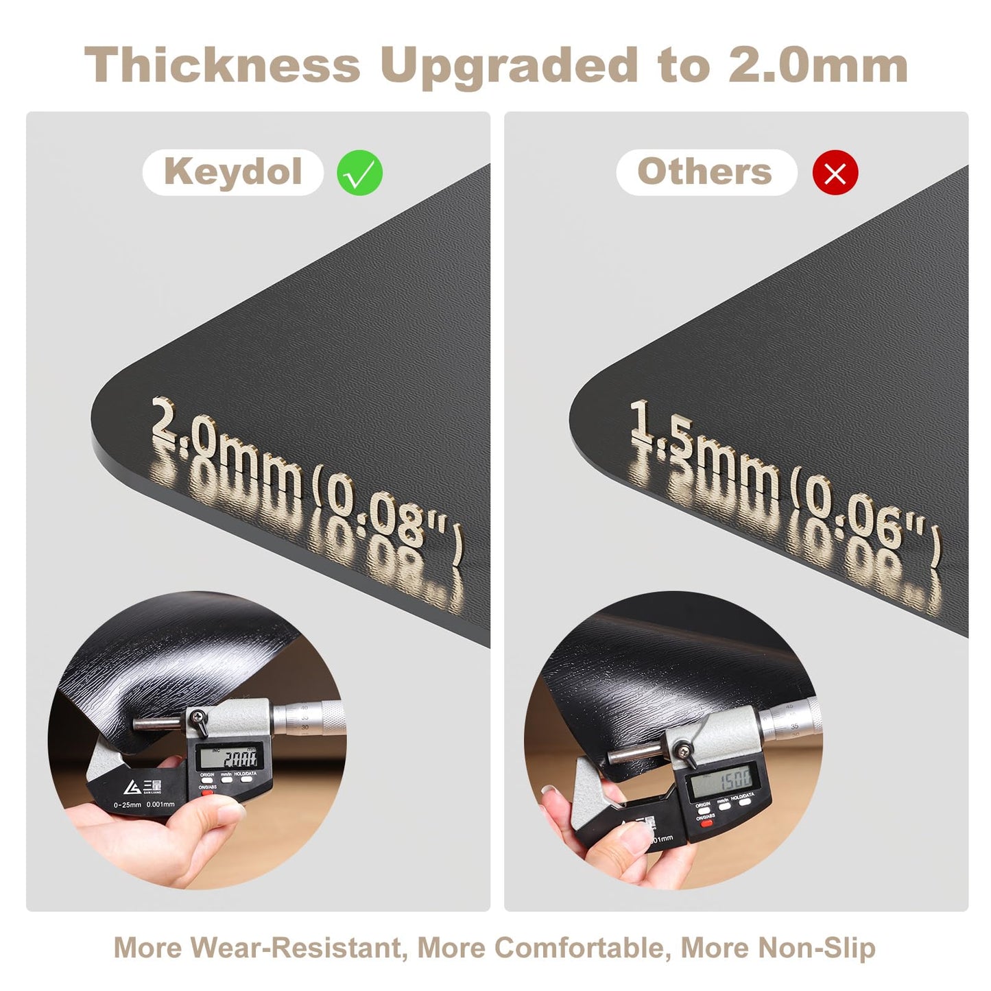 2.0mm 50"x 60" Extra Thick Heavy Duty Chair Mat for Hardwood Floors, PVC Office Chair Floor Protector, Non-Slip Black Plastic Mat for Rolling Desk Chairs on Hard Surfaces