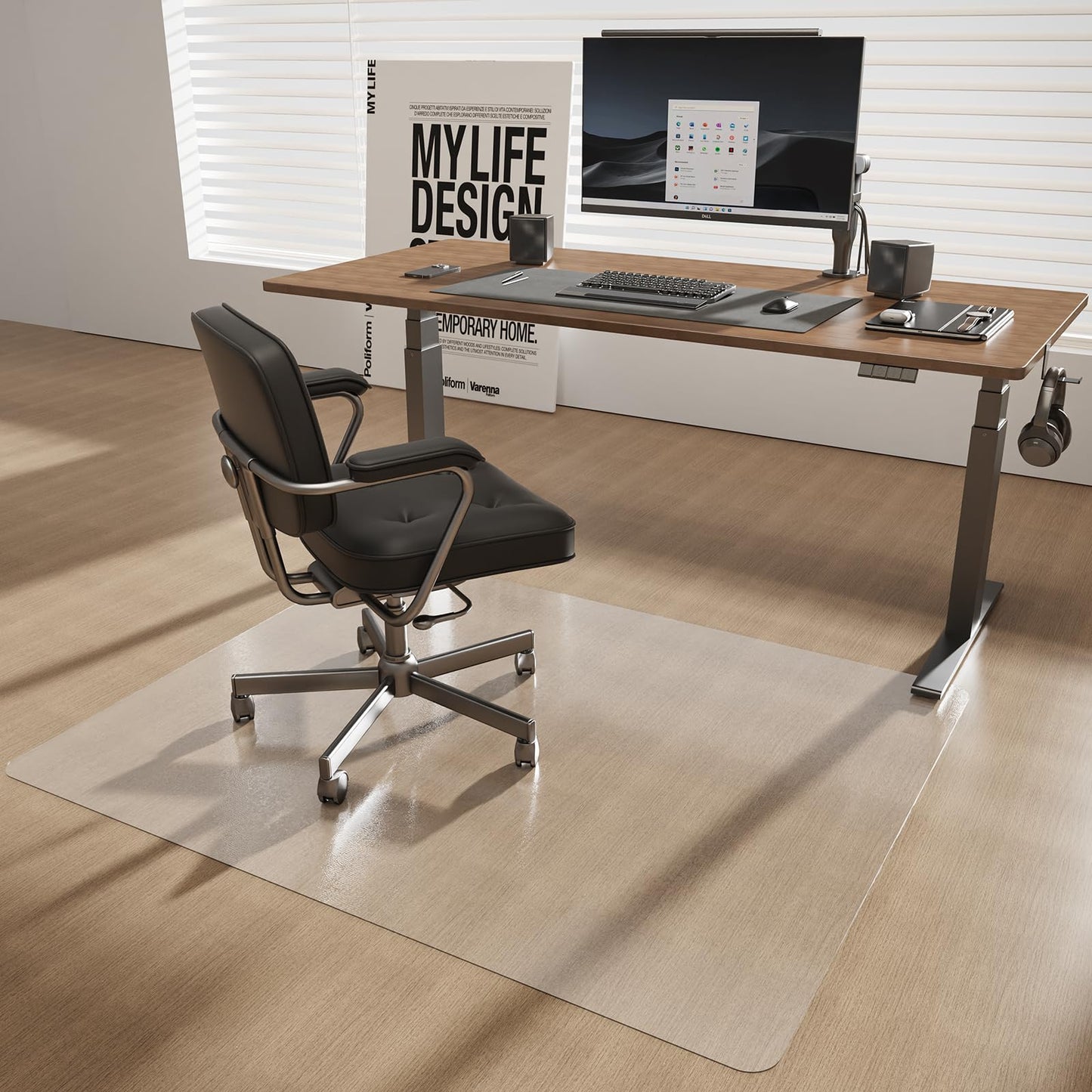 2.0mm 40"x50" Rolling Chair Mat for Hardwood Floors, Heavy Duty PVC Office Chair Floor Protector, Clear Plastic Mat for Smooth Movement, Non-Slip Hard Surface Cover