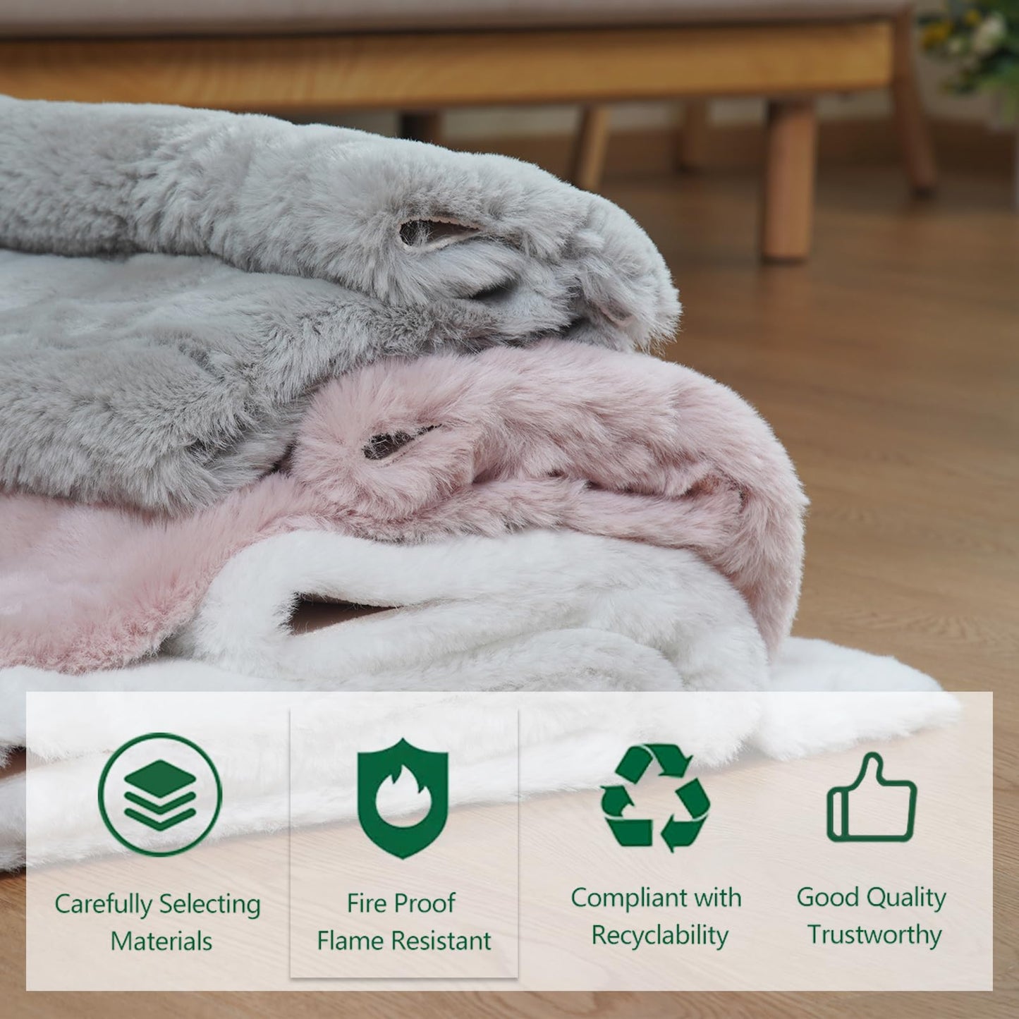 Latepis Fluffy Pink Carpet 3x5 Fuzzy Shag Rug Machine Washable Area Rugs for Living Room Non-Slip Faux Rabbit Fur Rug for Bedroom Kids Room Floor Dorm