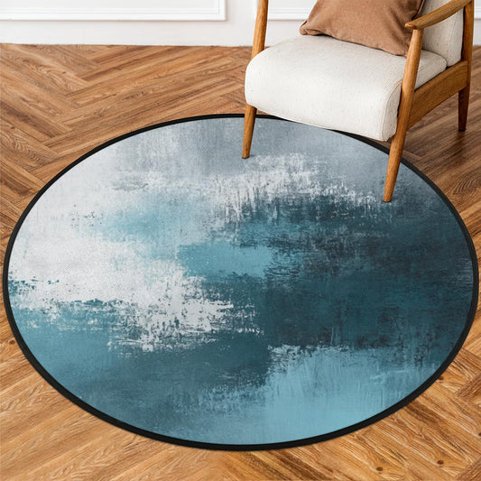 Round Area Rug 3 ft - Abstract Watercolor Washable Circle Rugs Non Slip Round Floor Mat - Soft Large Carpet for Living Room Nursery Bedroom Kitchen