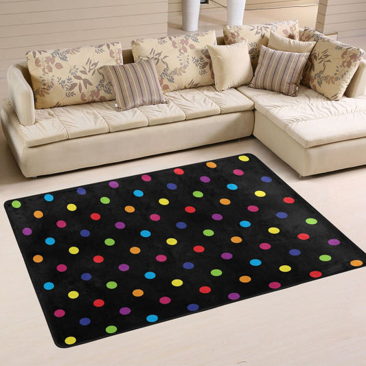 WIHVE Area Rugs for Bedroom Living Room Colorful Polka Dot Black Decorative Floor Rugs Large Rug 4 x 6 Feet