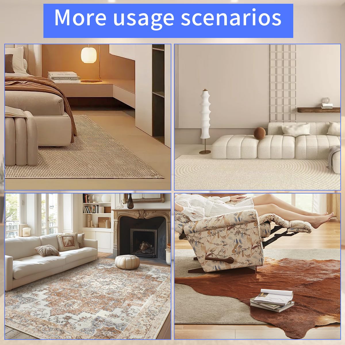 Extra Large Area Rug Cushioned Pad, 6x9 Ft 1/2”Thick Felt Pad for Hardwood Floors, Keeps Rug in Place Soft